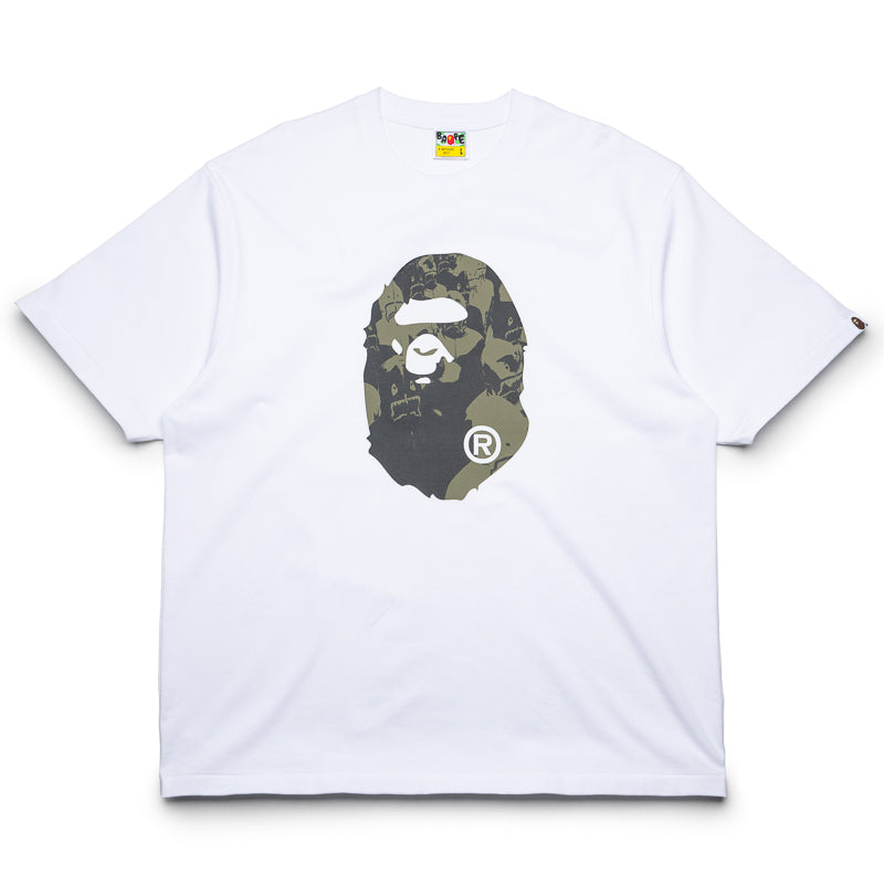 BAPE Shark Seijin Ape Head Graphic T-Shirt for Men - White Cotton Streetwear Tee | Casual Wear & Hip Hop Fashion