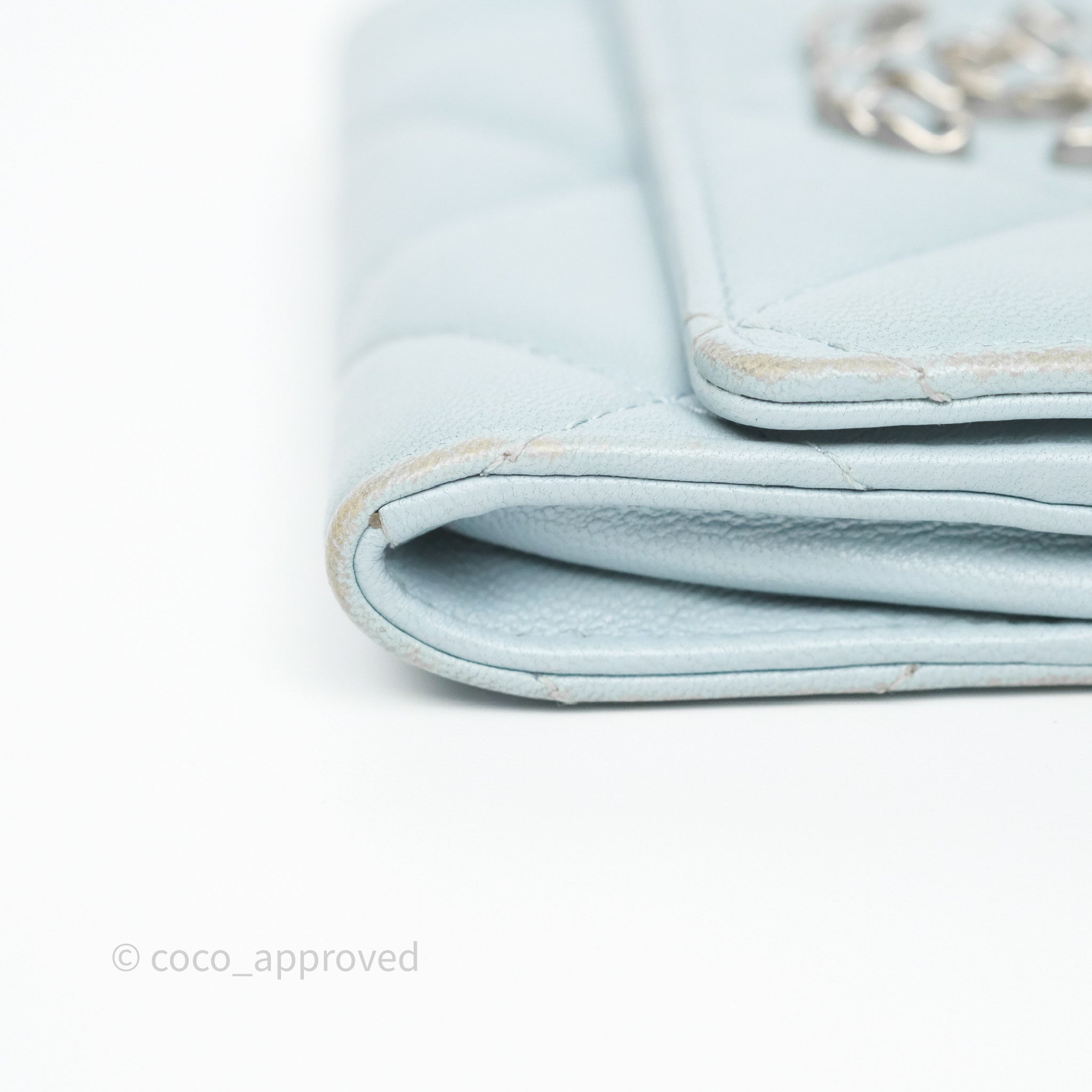 Chanel 19 Flap Card Holder in Light Blue Lambskin - Luxury Leather Wallet for Women | Perfect for Everyday Use, Travel & Gift Giving