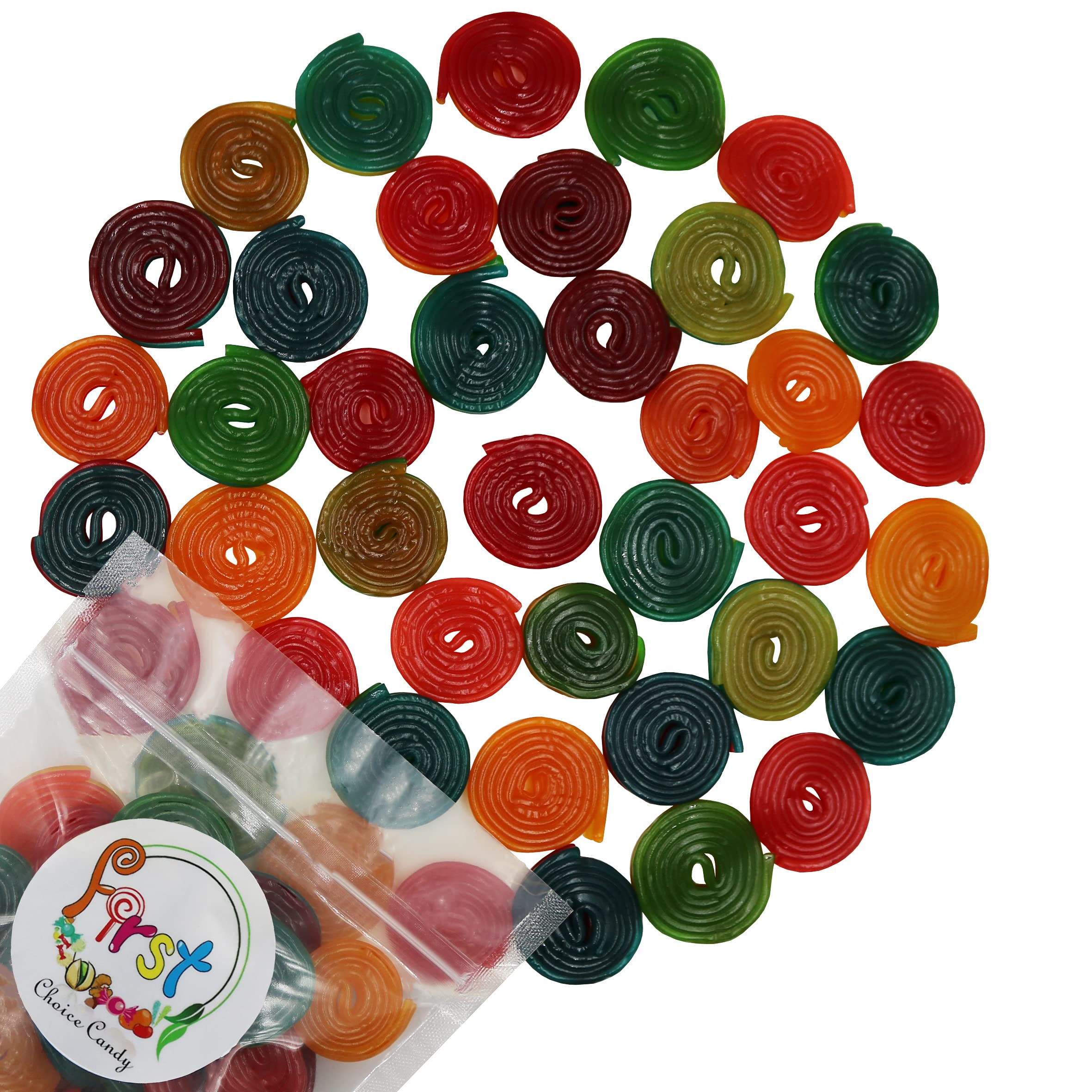 FirstChoiceCandy Licorice Wheels Gummy Candy - Two Faced Rainbow Flavor - 2 Pound Bulk Bag - Perfect for Halloween, Birthday Parties & Movie Night Snacks