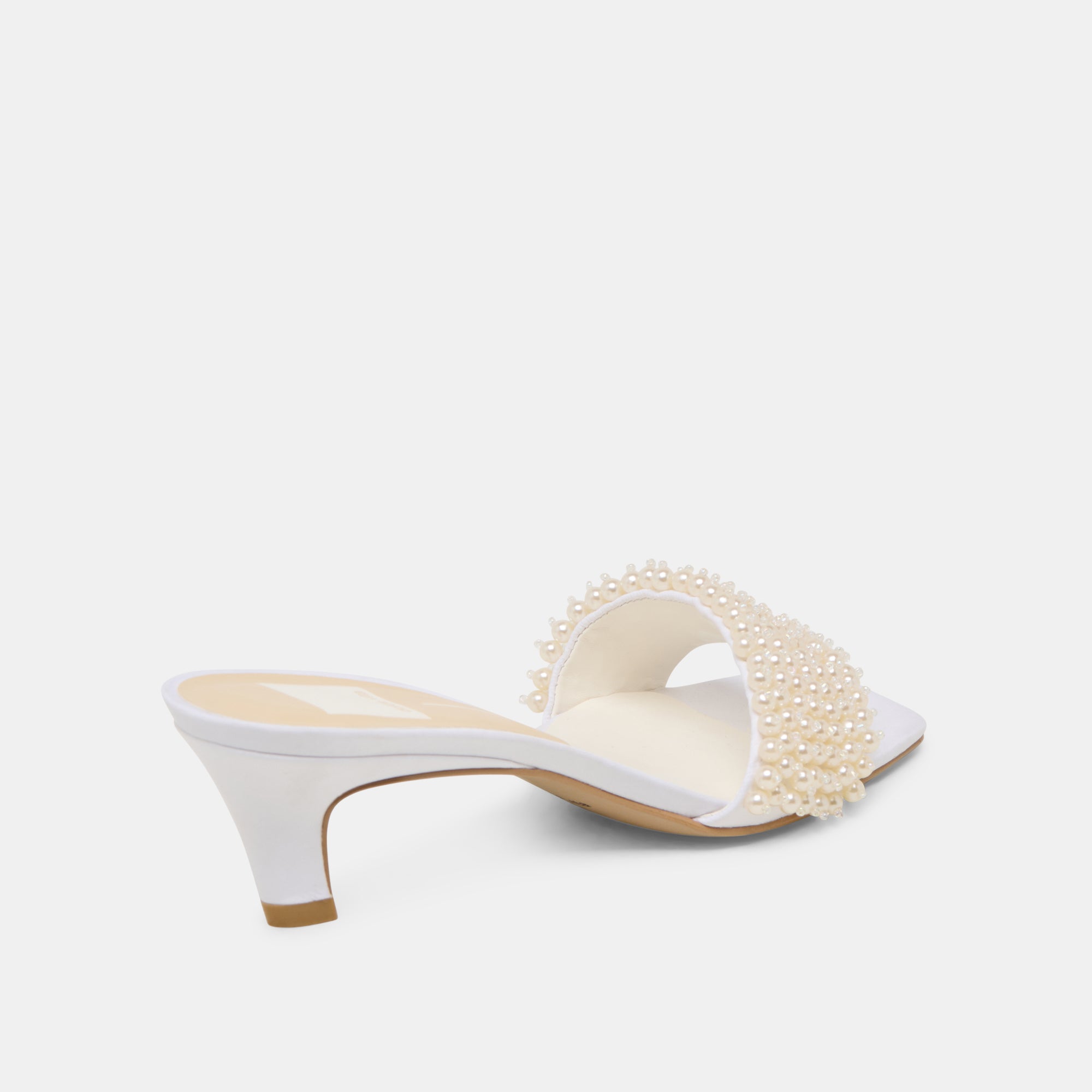 REXA PEARL HEELS - Off White Satin Women's High Heels for Weddings, Parties & Special Occasions