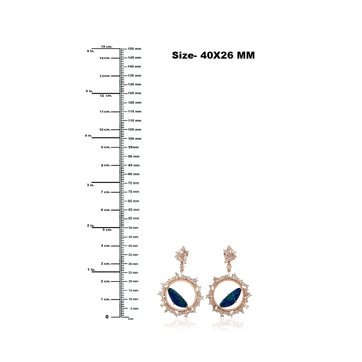 18K Rose Gold Baguette Cut Diamond Prong Opal Doublet Gemstone Dangle Earrings for Women - Perfect for Weddings, Parties & Special Occasions