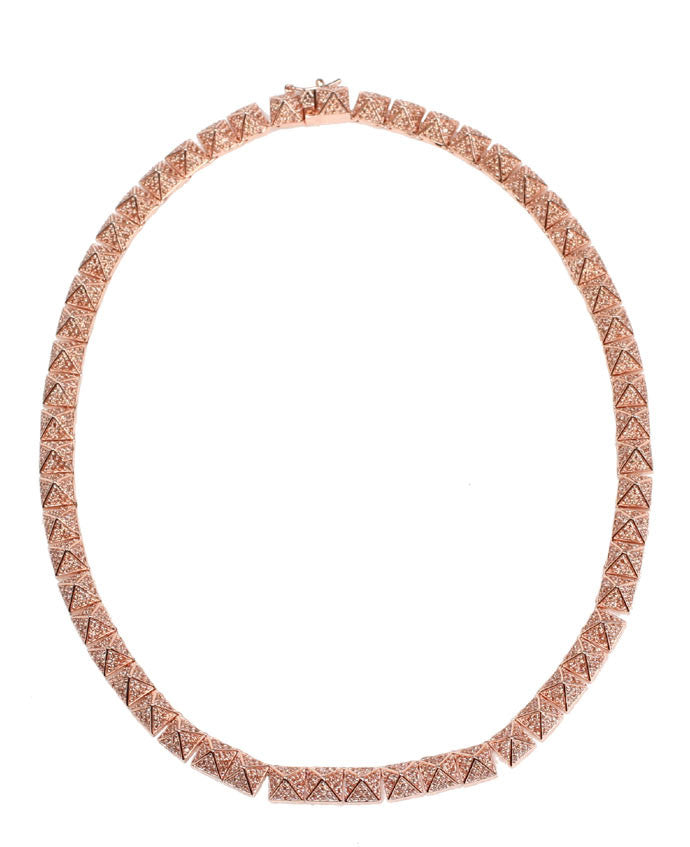 Elegant Rose Gold Pave Pyramid Necklace for Women - Perfect for Parties, Weddings & Everyday Wear