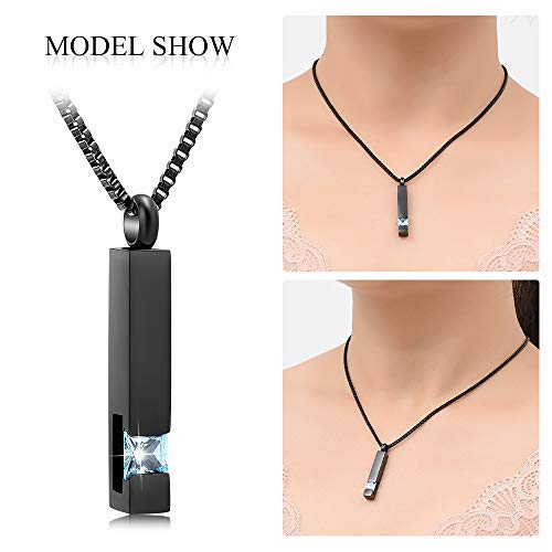 **Crystal Bar Cremation Urn Jewelry – Birthstone Memorial Necklace for Ashes | Keepsake Pendant for Women & Men | Funeral, Remembrance & Everyday Wear**