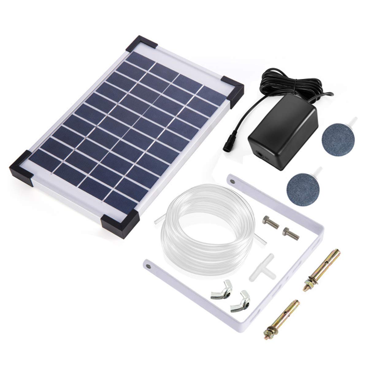 5W Solar Air Pump Kit for Ponds - Lewisia Aerator with 3 Modes, Air Hoses & Bubble Stones | Oxygenates Water for Fish Tanks, Hydroponics & Outdoor Fountains | Eco-Friendly Solar Powered Pump