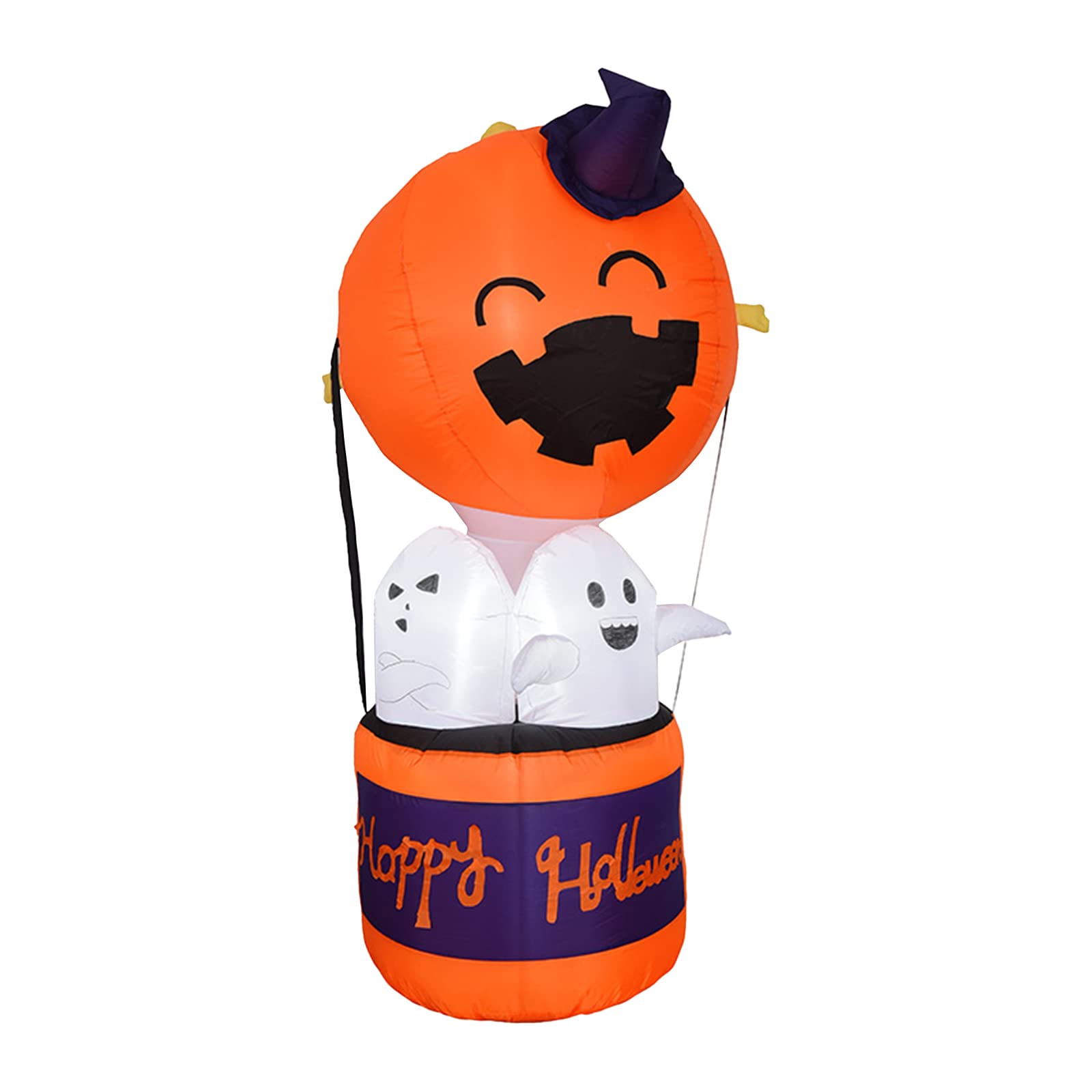 Mokylor 6FT Happy Halloween Inflatables Decorations - Glow in The Dark Pumpkin Ghost Blow Up Yard Decor with Built-in LED Lights for Holiday Party, Garden, and Outdoor Halloween Decorations | Perfect for Front Yard, Backyard, and Halloween Party Decor
