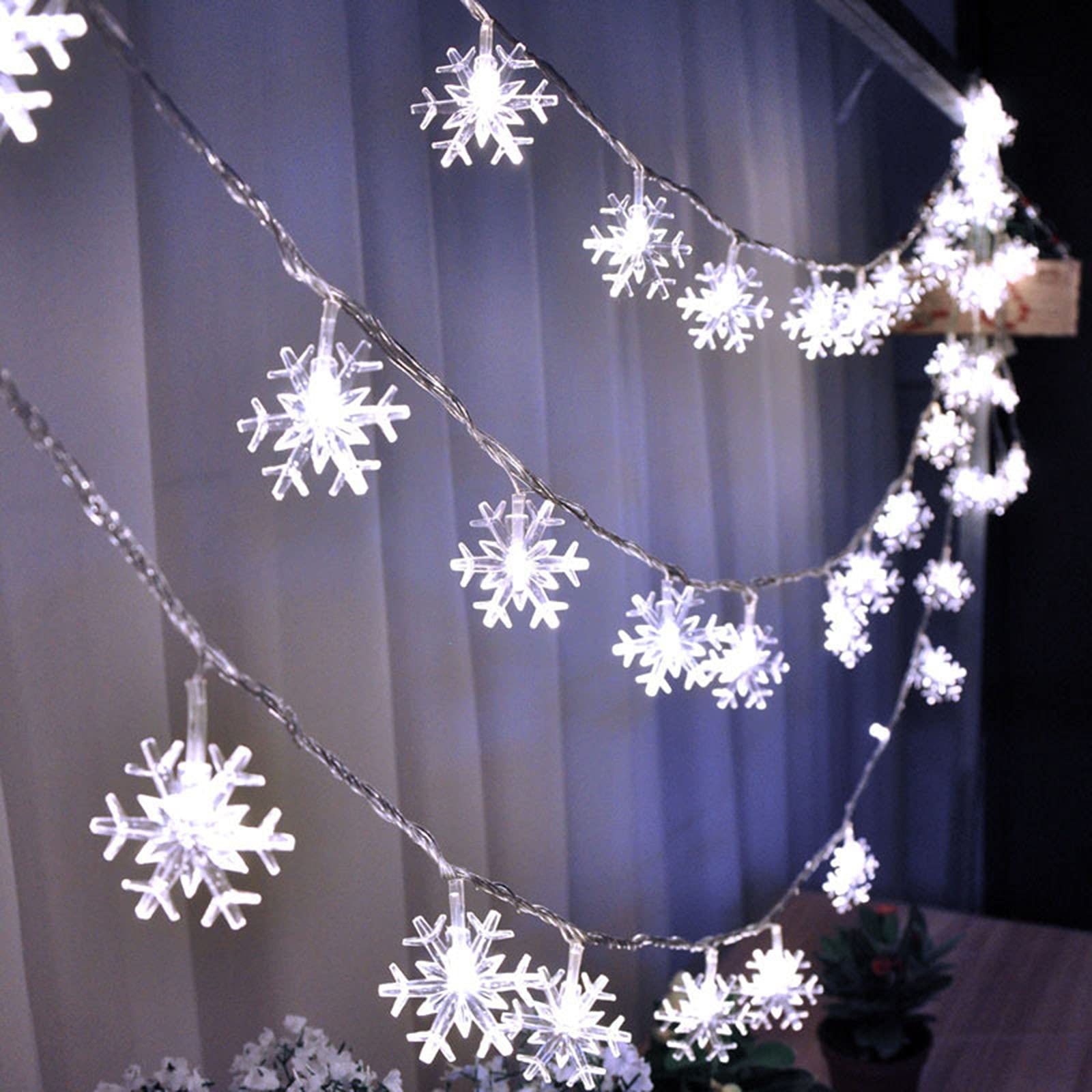 Pacoco 10 LED Snowflake String Lights - 2M Fairy Lights for Valentine's Day, Christmas, Wedding & Halloween Decor - Indoor Outdoor Holiday Lighting for Trees, Parties & Home Décor