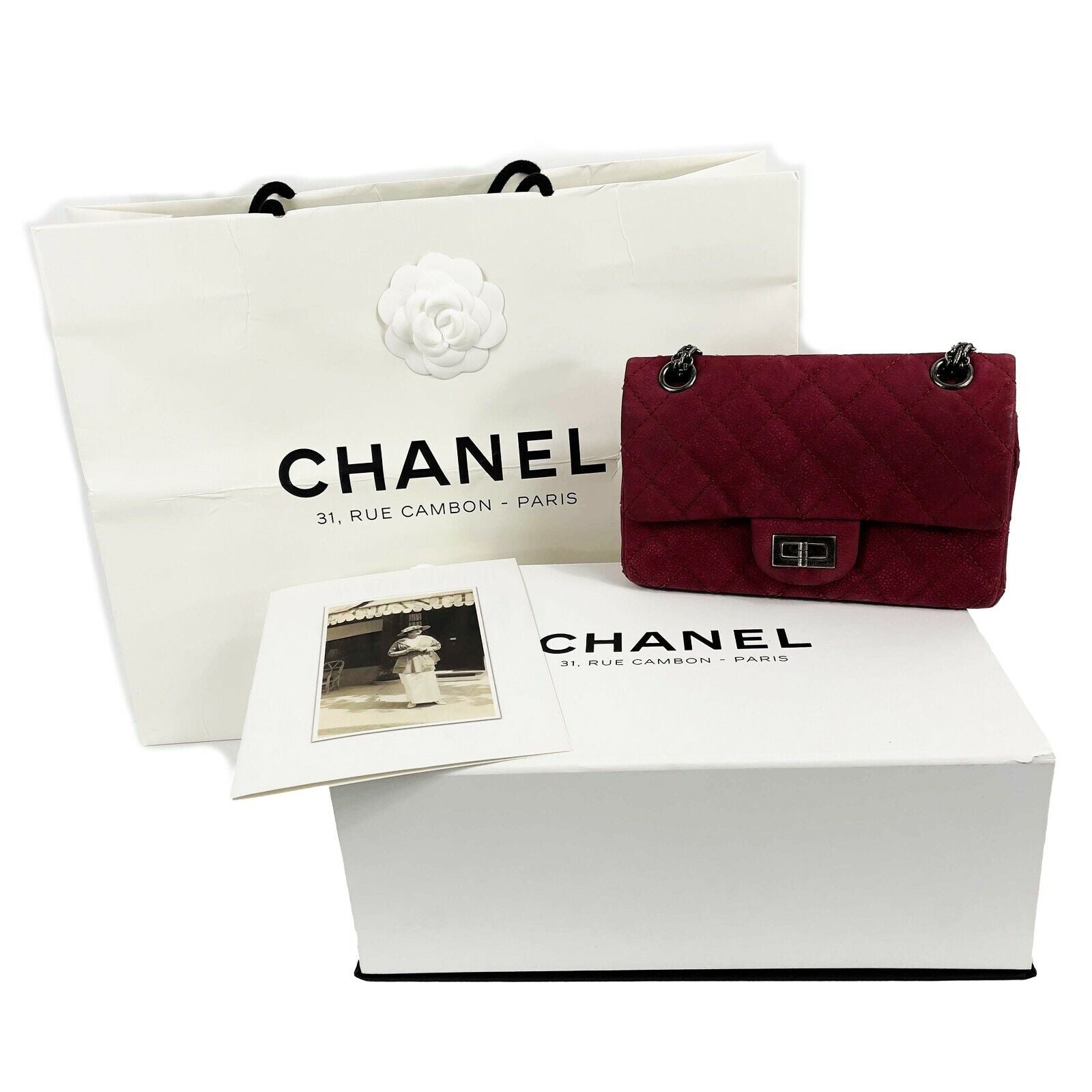 CHANEL Matte Caviar 2.55 Reissue Diamond Quilted Mini Raspberry Crossbody Bag - Luxury Designer Handbag for Women, Perfect for Parties, Dates & Special Occasions