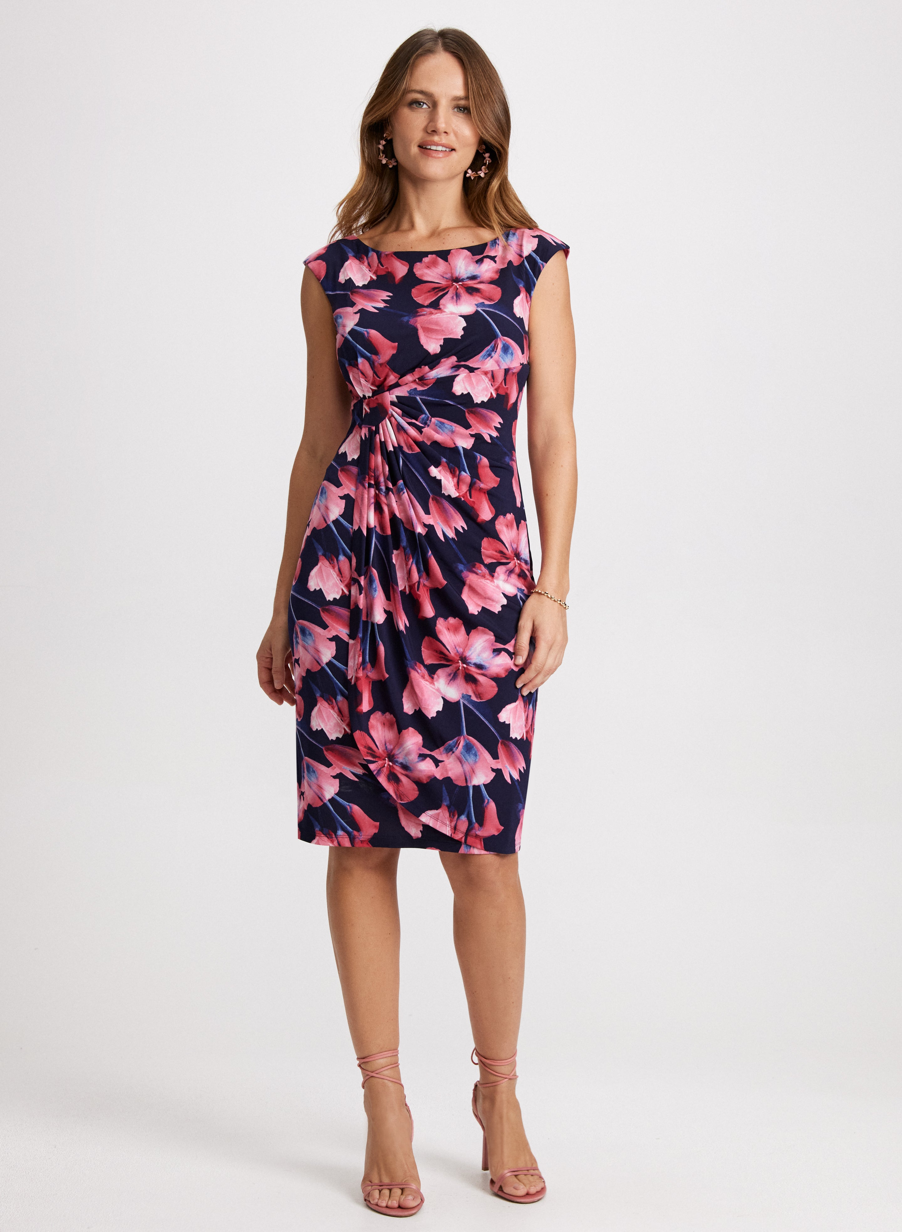 Floral Gathered Waist Dress for Women - Summer Flowy Maxi Dress with Elastic Waistband - Perfect for Beach, Wedding & Vacation Outfits