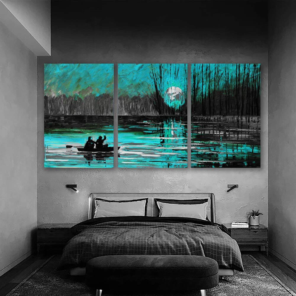Abstract Cloud Tree Canvas Wall Art - 3 Panel Framed Oil Painting Print (24x36 Inches) for Bedroom & Living Room Decor | Modern Home Wall Decor | Perfect for Housewarming Gifts & Interior Design