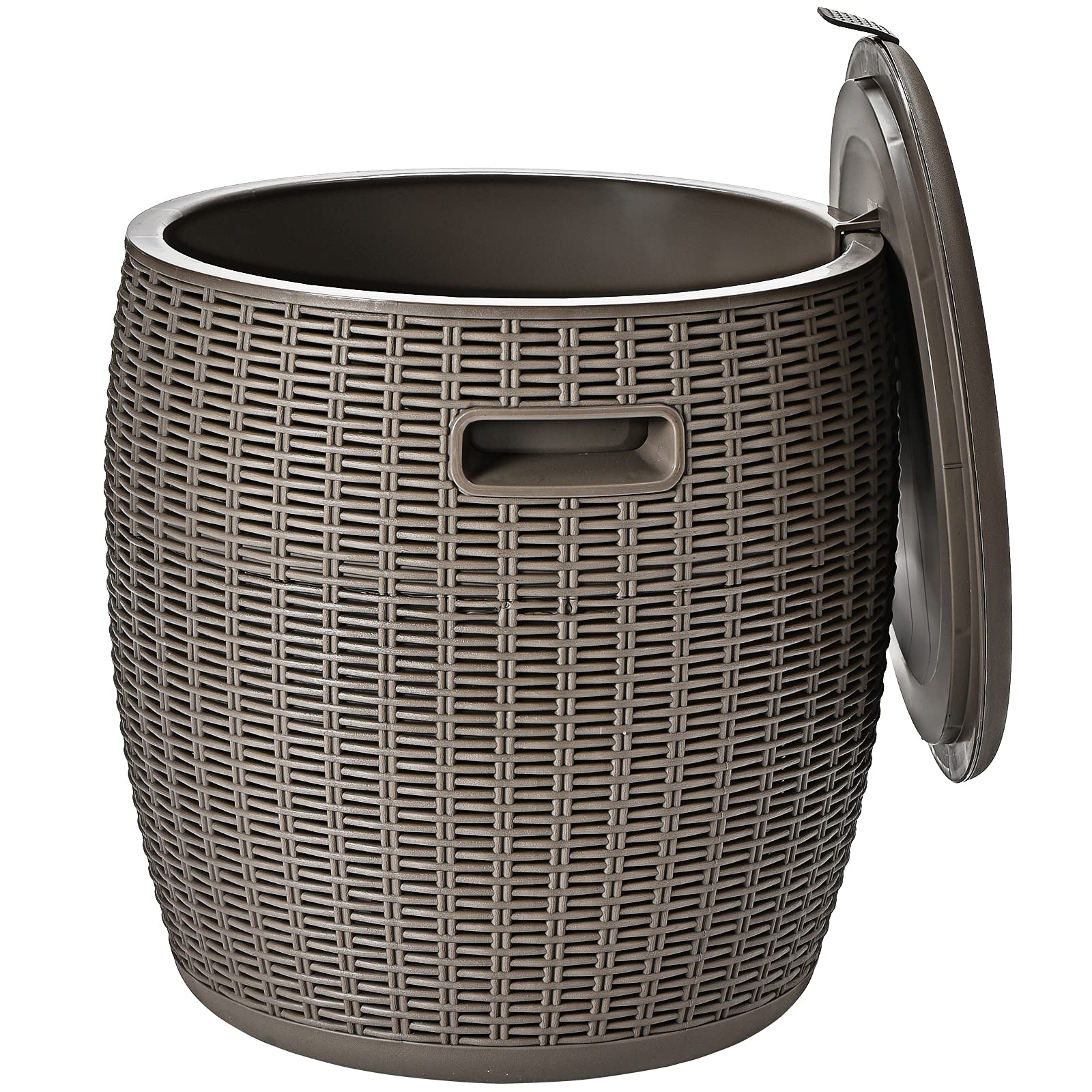 Tangkula 9.5 Gallon Outdoor Cooler Bar Table - Wicker Patio Ice Bucket Side Table with Lid & Handles - Perfect for Beer, Wine & Drinks - Ideal for Poolside, Deck, Backyard Parties & Outdoor Entertaining