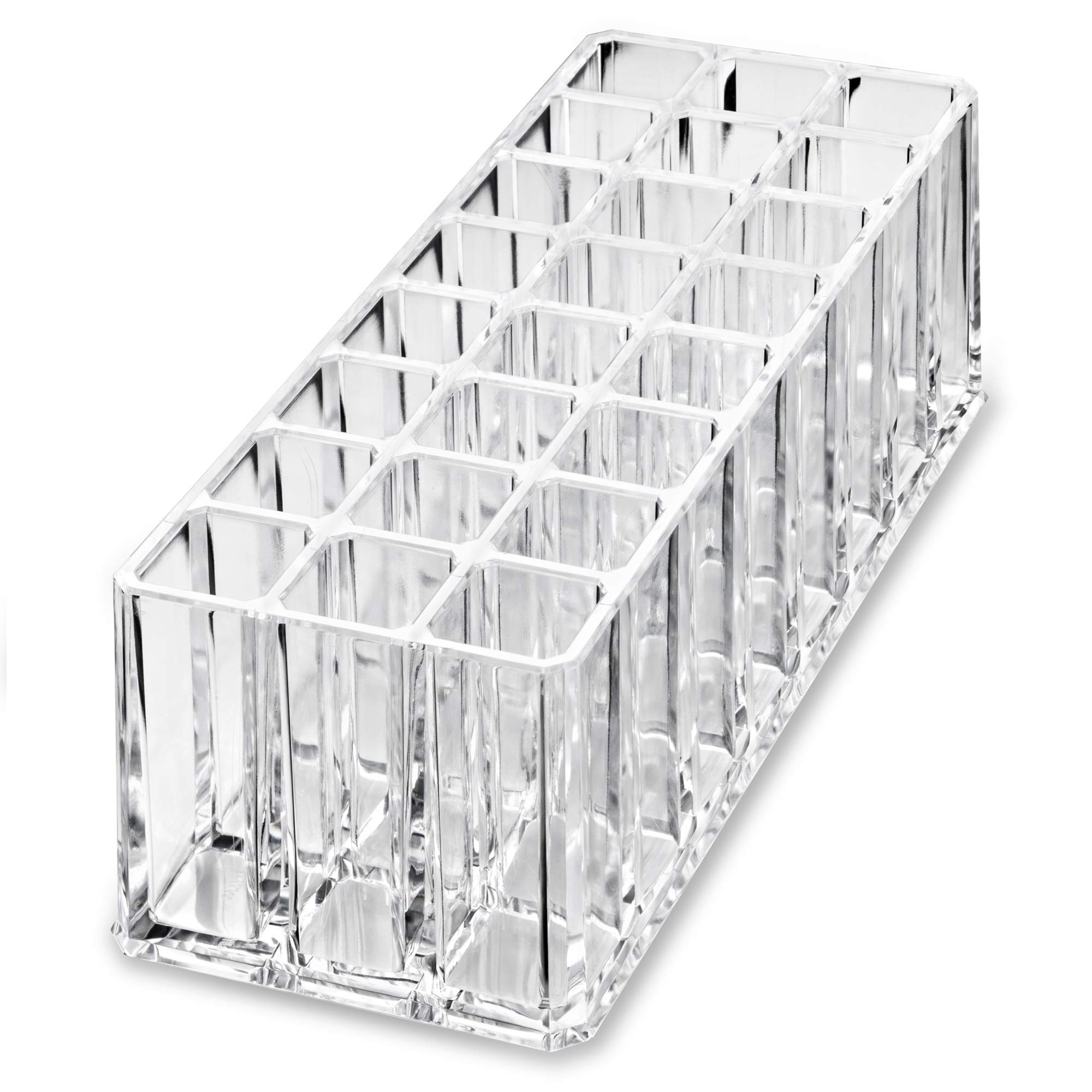 byAlegory (Set of 2) Clear Acrylic Makeup Brush Organizer - 24 Deep Slot Storage Container for Cosmetic & Beauty Brushes | Perfect for Vanity, Travel & Salon Organization