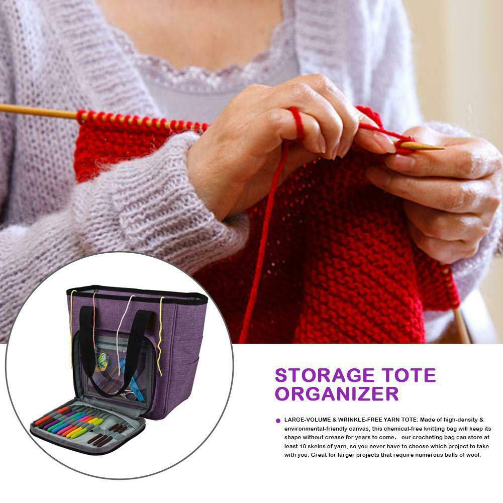 Large Knitting Bag for Yarn Storage - Portable Crochet Tote with High Capacity, Perfect for Organizing Knitting Supplies & Unfinished Projects - Great for Travel, Home Crafting & Knitting Groups