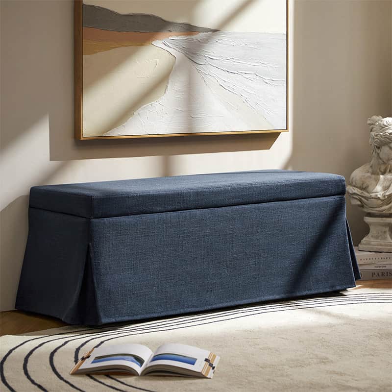 Zenobia Bench with Hidden Shoe Storage & Removable Slipcover - Entryway Seating with Storage for Shoes, Hats & Accessories - Perfect for Hallway, Bedroom or Mudroom Organization