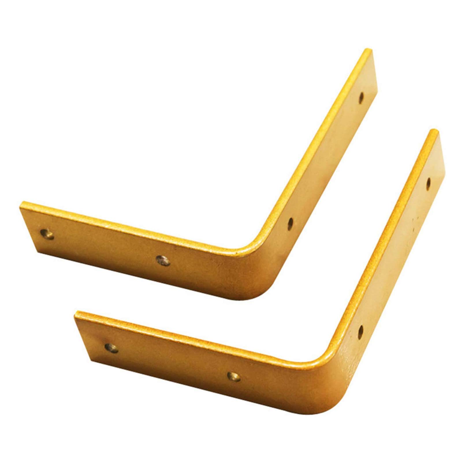 4Pcs Heavy Duty L-Shaped Shelf Brackets 4mm Thick - Gold Black White Wall Mounted Shelf Supports with Screws for DIY Shelving, Floating Shelves, Bookshelves & Home Organization