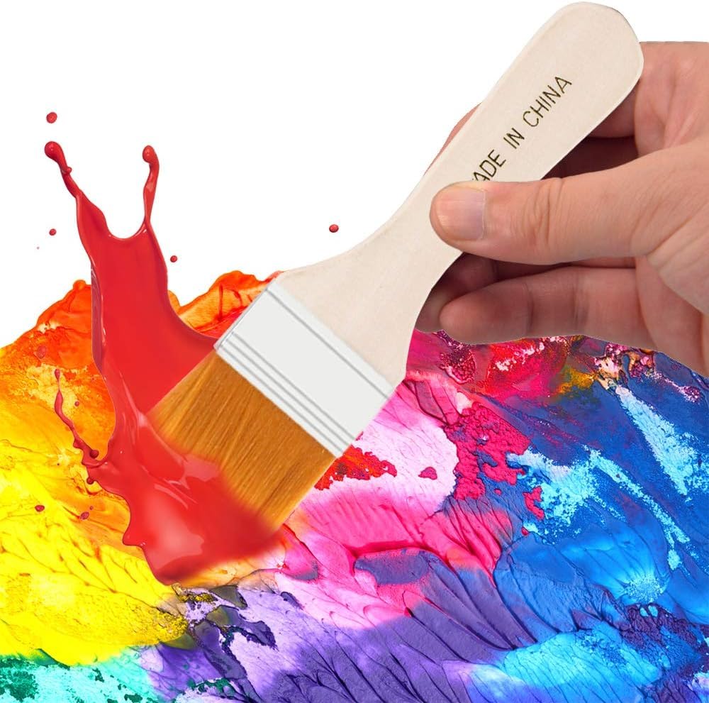 Keep Smiling Professional 60mm Acrylic Flat Brush Set with Wooden Handle - Artist Paint Brushes for Oil Painting, Watercolor & Acrylics - Perfect for Canvas, Portrait & Fine Art Painting