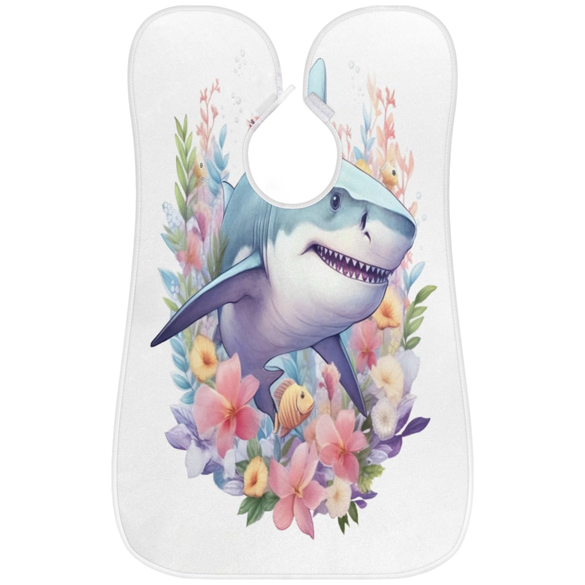 Watercolor Flowers Shark Beard Shaving Bib for Men - Waterproof Barber Apron for Hair Dye, Makeup & Beard Trimming - Artist Cape for Haircut & Styling - Sink Hair Catcher & Grooming Accessories - Perfect for Barbershops, Salons & Home Use