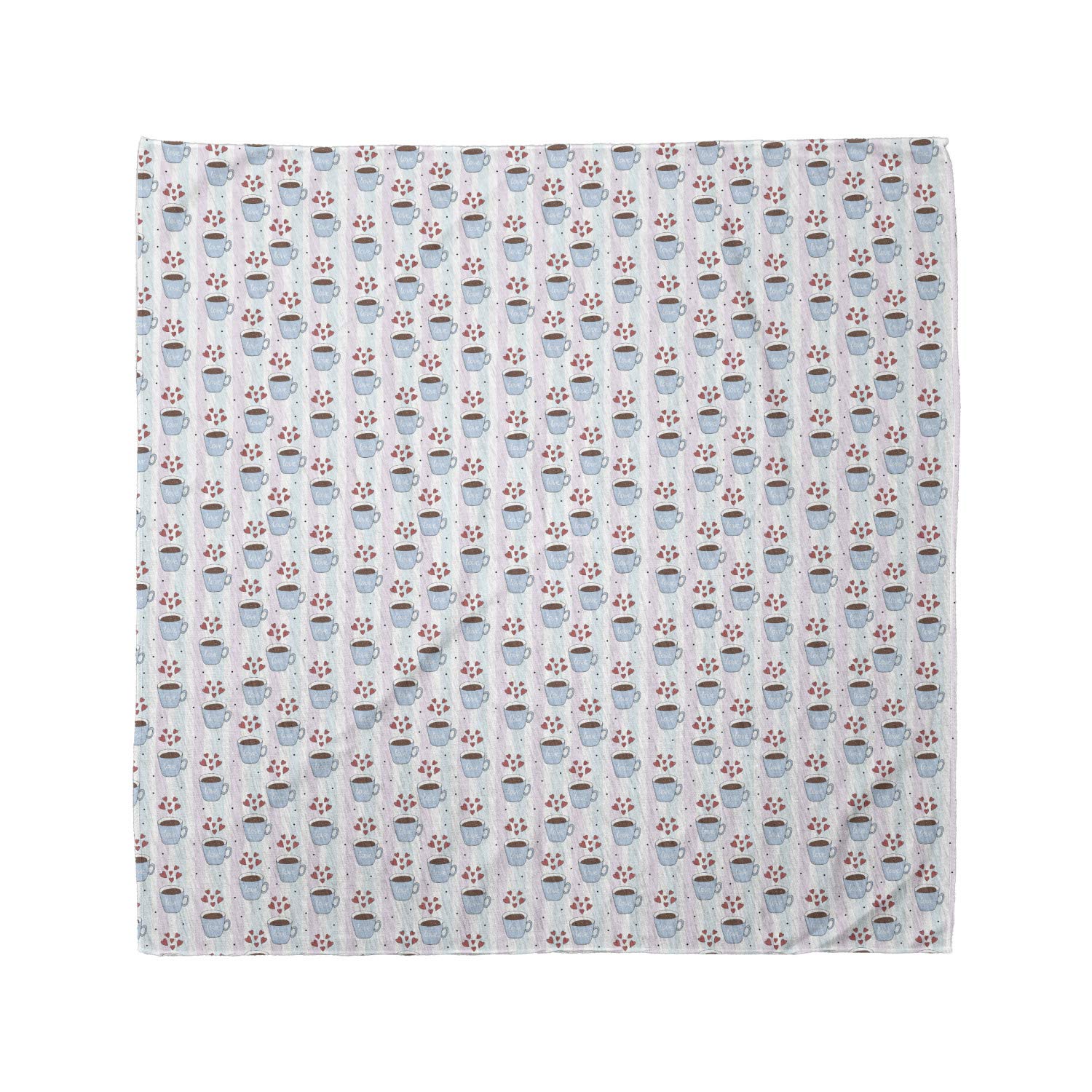 Ambesonne Love Bandana - Unisex Head & Neck Scarf with Coffee Cups, Hearts & Stripes Design - Perfect for Outdoor Activities, Concerts & Fashion Accessories