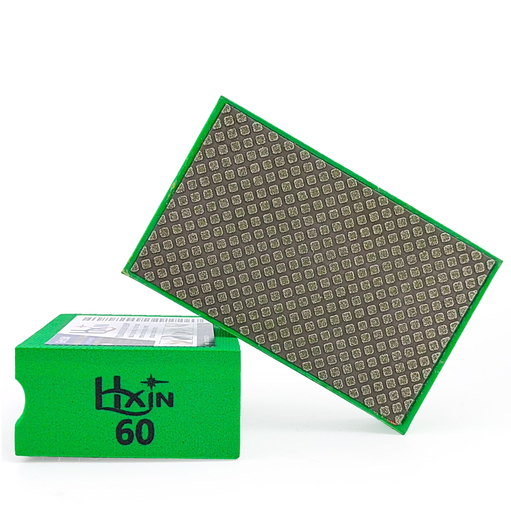 Diamond Hand Polishing Pad - 60# Square Diamond Sanding Block with Foam Backing for Wet/Dry Grinding - Perfect for Granite, Marble, Stone, Tile, Glass & Ceramic - Ideal for Countertop Refinishing, DIY Home Renovation & Professional Stone Restoration Projects