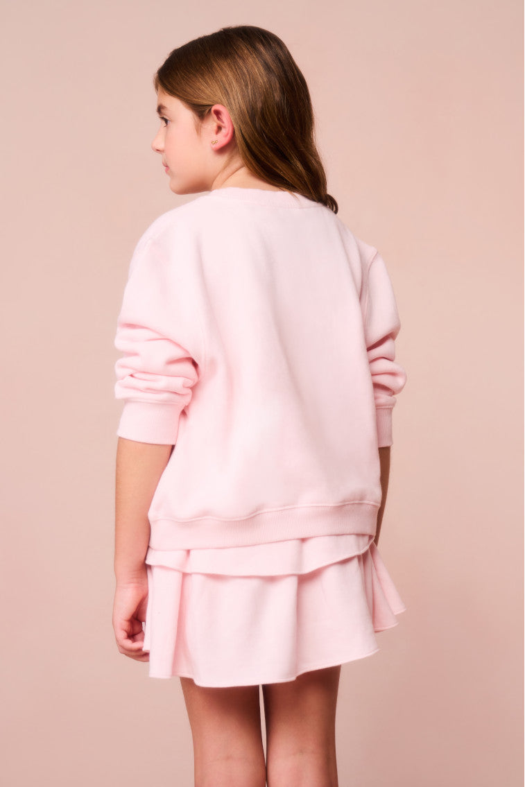 Luminous Crystal Bow Fleece Pullover for Girls - Soft & Cozy Winter Hoodie for School, Playdates & Outdoor Activities