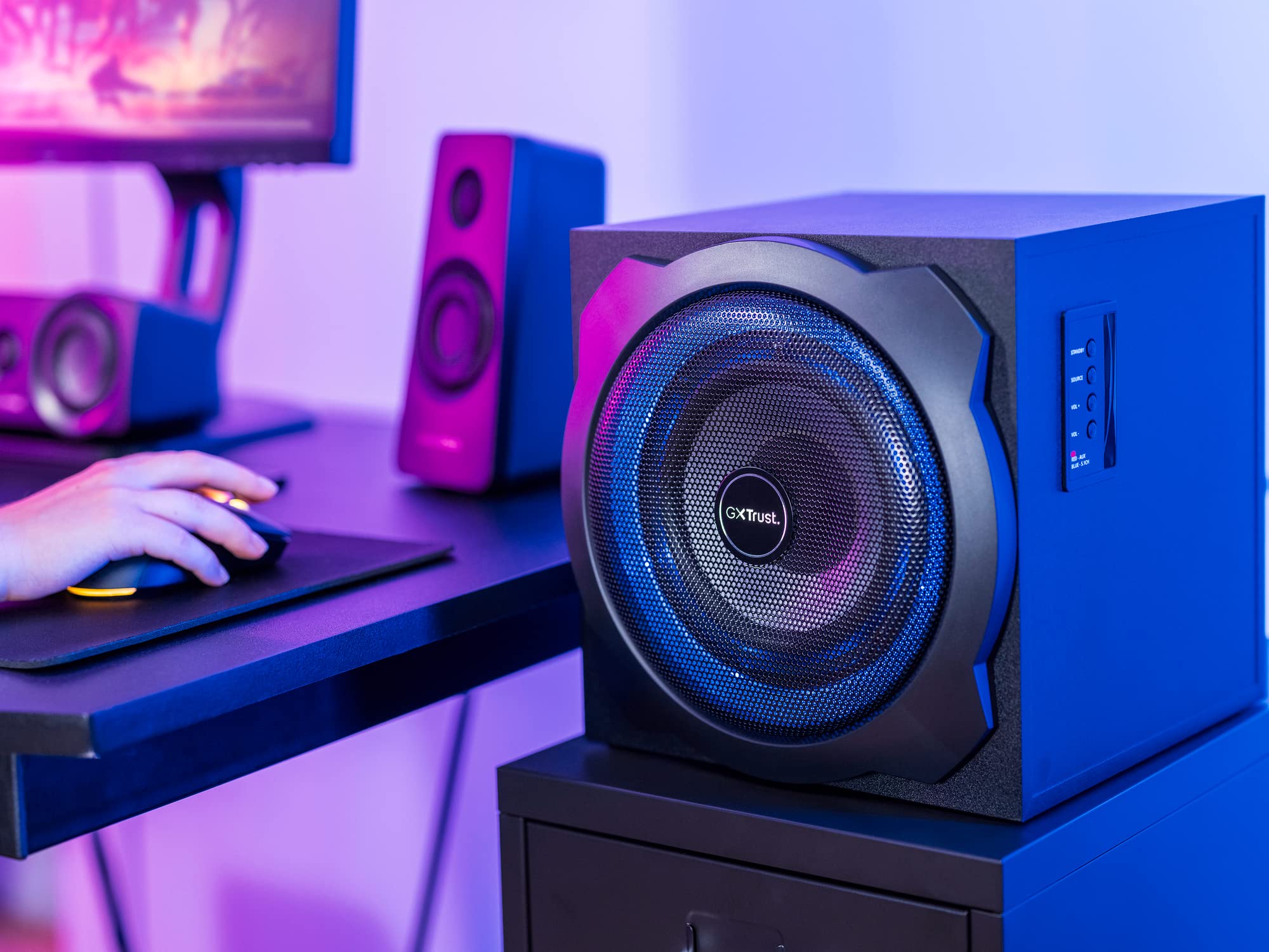 Trust Gaming GXT 658 Tytan 5.1 Surround Sound PC Speaker System with Subwoofer & LED Lighting - 180W (90W RMS) Black - Perfect for Gaming, Movies, Music on PC, Laptop, Console & TV