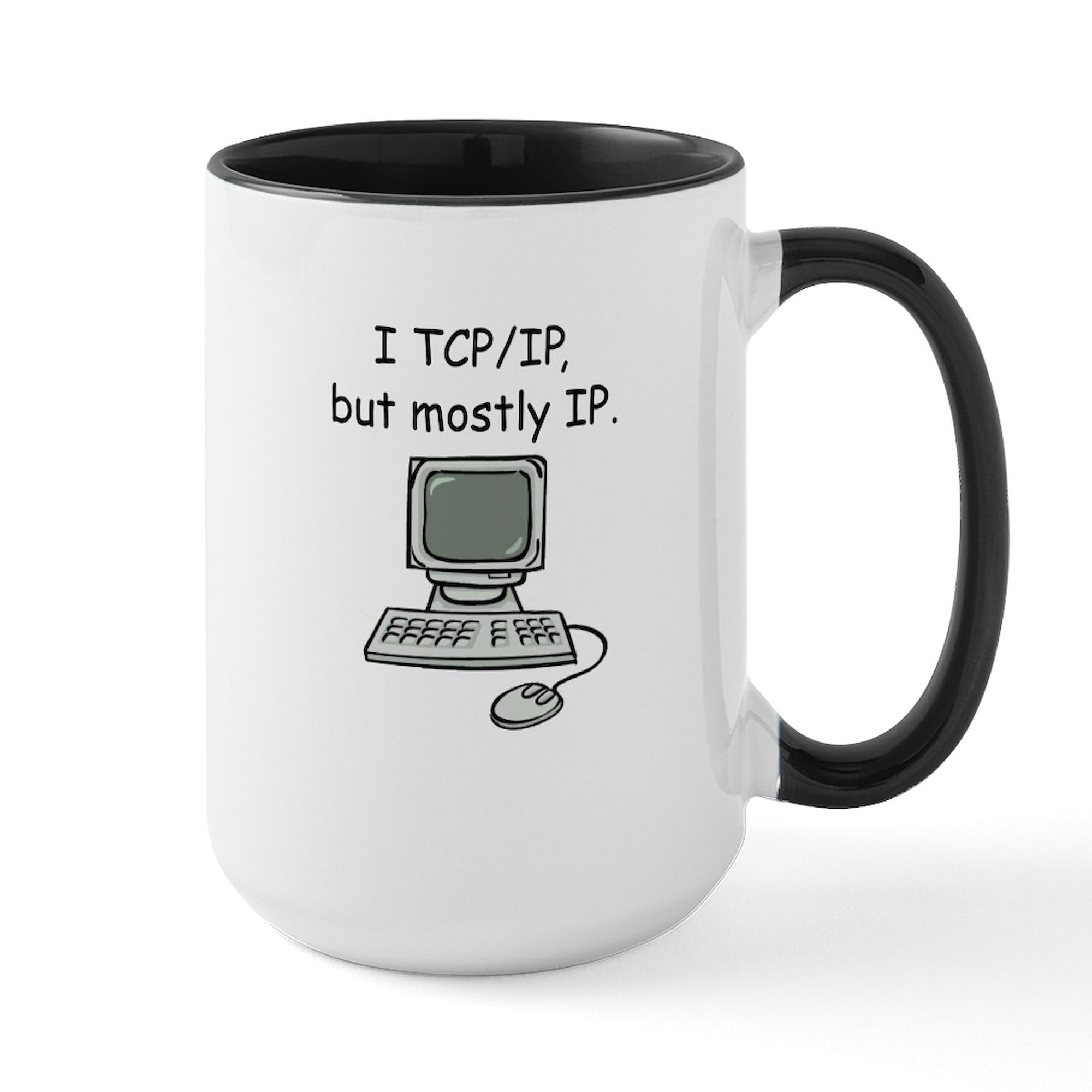 TCP IP Ceramic Coffee Mug 15 oz (444 ml) - Funny IT Geek Gift for Programmers, Network Engineers & Tech Lovers - Perfect for Office, Home & Coffee Breaks