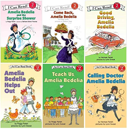 Amelia Bedelia Level 2 Book Set - 6 Pack Children's Reading Books (Helps Out, Good Driving, Calling Doctor, Come Back, Surprise Shower, Teach Us) - Perfect for Early Readers & Classroom Learning