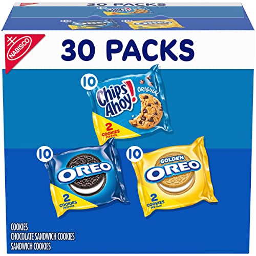 Nabisco Sweet Treats Cookie Variety Pack - OREO, OREO Golden & CHIPS AHOY! - 30 Snack Packs (2 Cookies Each) - Perfect for School Lunches, Office Snacks & Party Treats