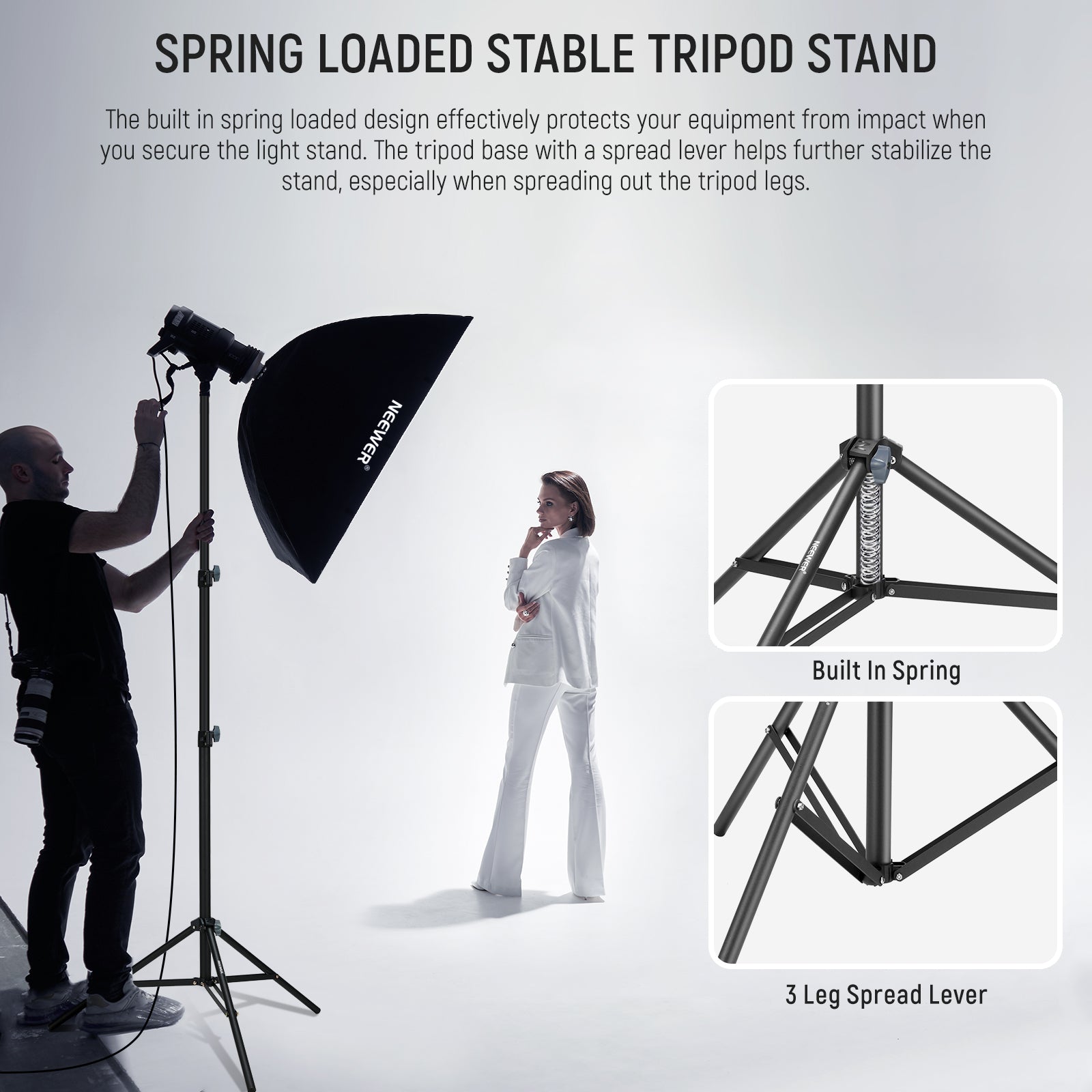 NEEWER ST 200 200cm Professional Photography Light Stand for Studio, Portrait, and Video Shooting - Heavy Duty Aluminum Tripod with Carrying Bag