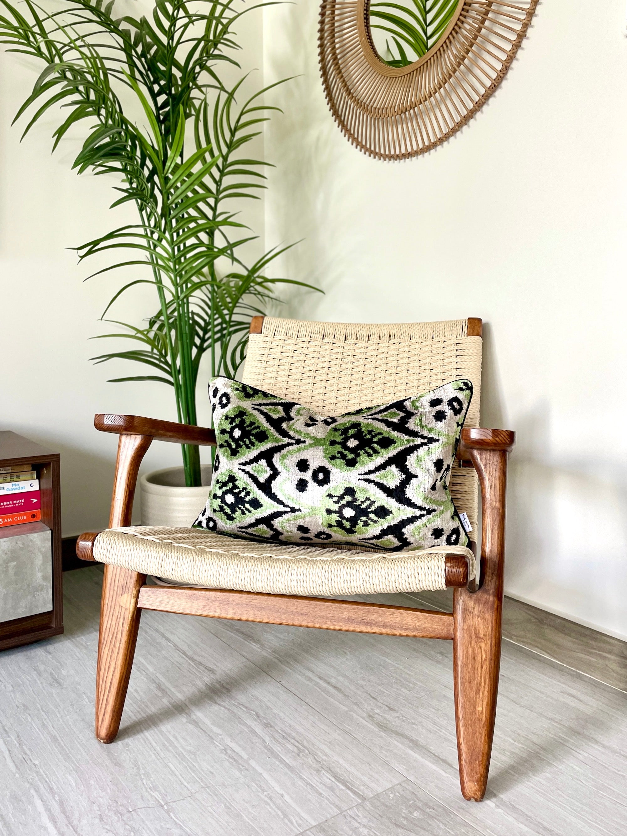 Luxury Velvet Ikat Cushion Cover Aurora - Bohemian Decorative Throw Pillow for Sofa, Bed & Home Decor - Perfect for Living Room, Bedroom & Nursery Accents