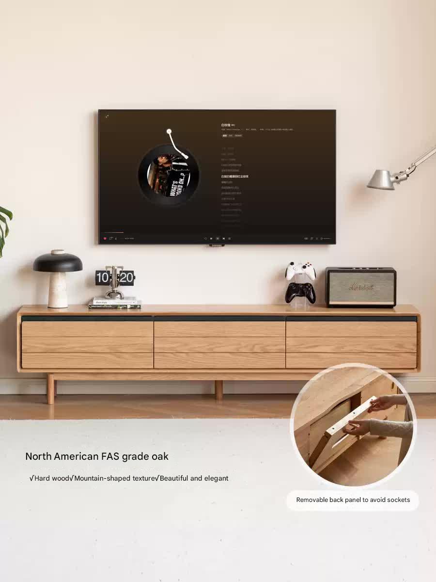 Solid Oak Wood TV Stand for Living Room - Modern Entertainment Center with Storage for TV, Gaming Consoles & Media Devices - Perfect for Home Theater Setup & Living Room Decor