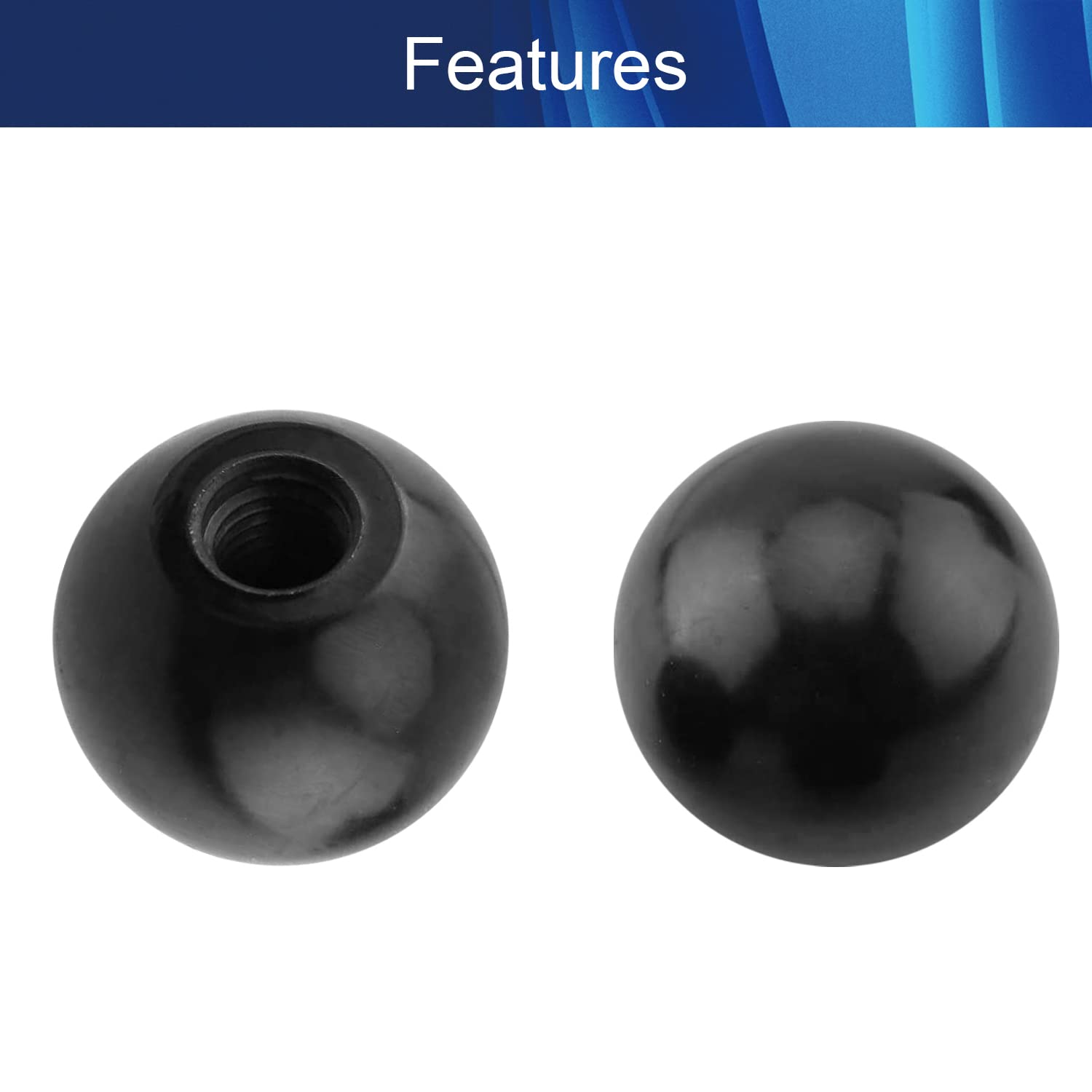 3Pcs Black Bakelite Ball Knob M12 Female Thread - 40mm/1.57