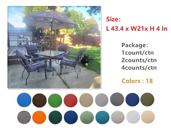 QILLOWAY High Back Chair Cushion Set of 4 - Tufted Indoor/Outdoor Replacement Cushions, Grey - Perfect for Patio Furniture, Dining Chairs, and Lounge Seating