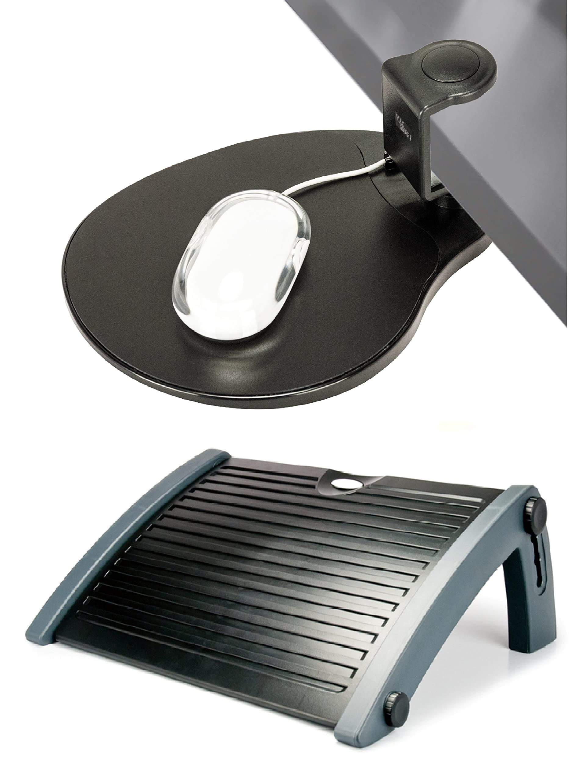 Max Smart Ergonomic Clip-On Mouse Pad with Cushioned Foot Rest - Comfortable Wrist Support & Leg Relief for Office, Gaming & Home Workspace