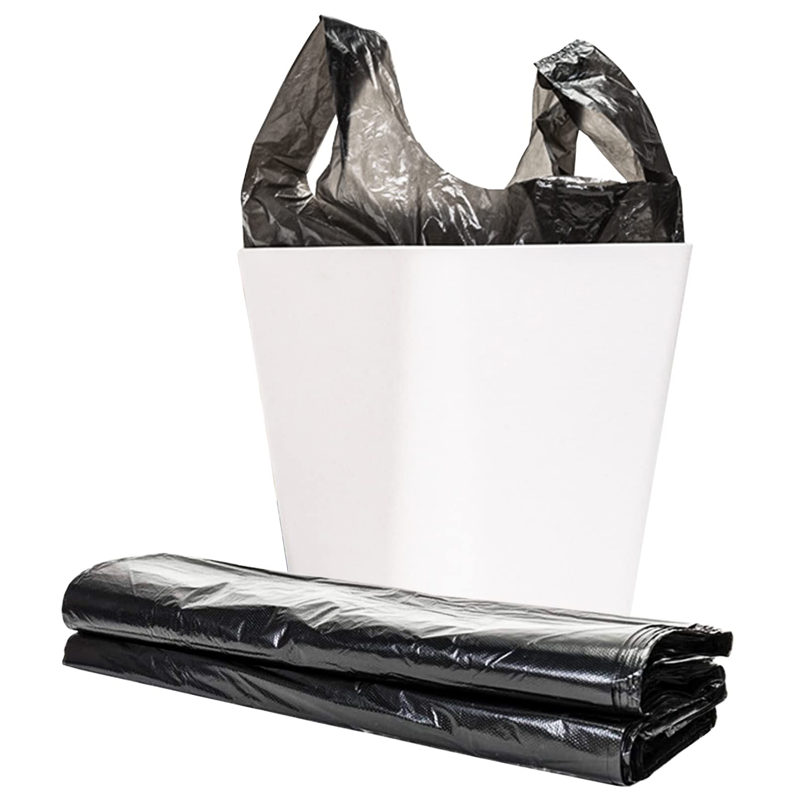 4 Gallon Small Trash Bags with Handles - Extra Thick & Durable Kitchen Trash Can Liners - Perfect for Bedroom, Bathroom, Office Waste Bins (100 Count, Black) | Compact Size for Small Spaces & Easy Disposal