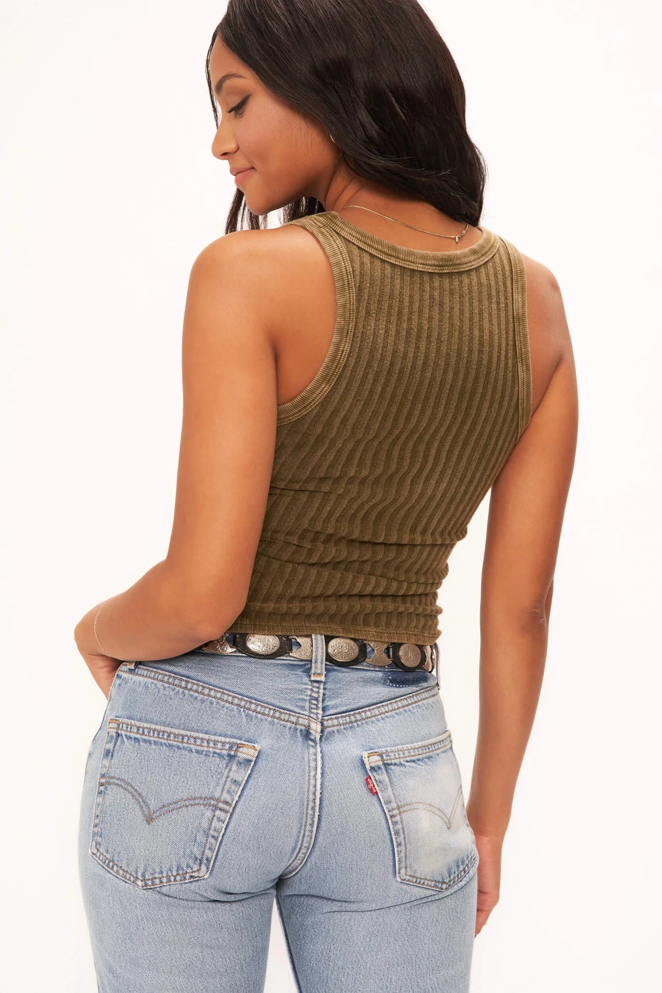 Cooper Sweater Rib Tank Top for Women - Soft Alpine Moss Knitwear - Perfect for Casual Wear, Layering & Fall Fashion