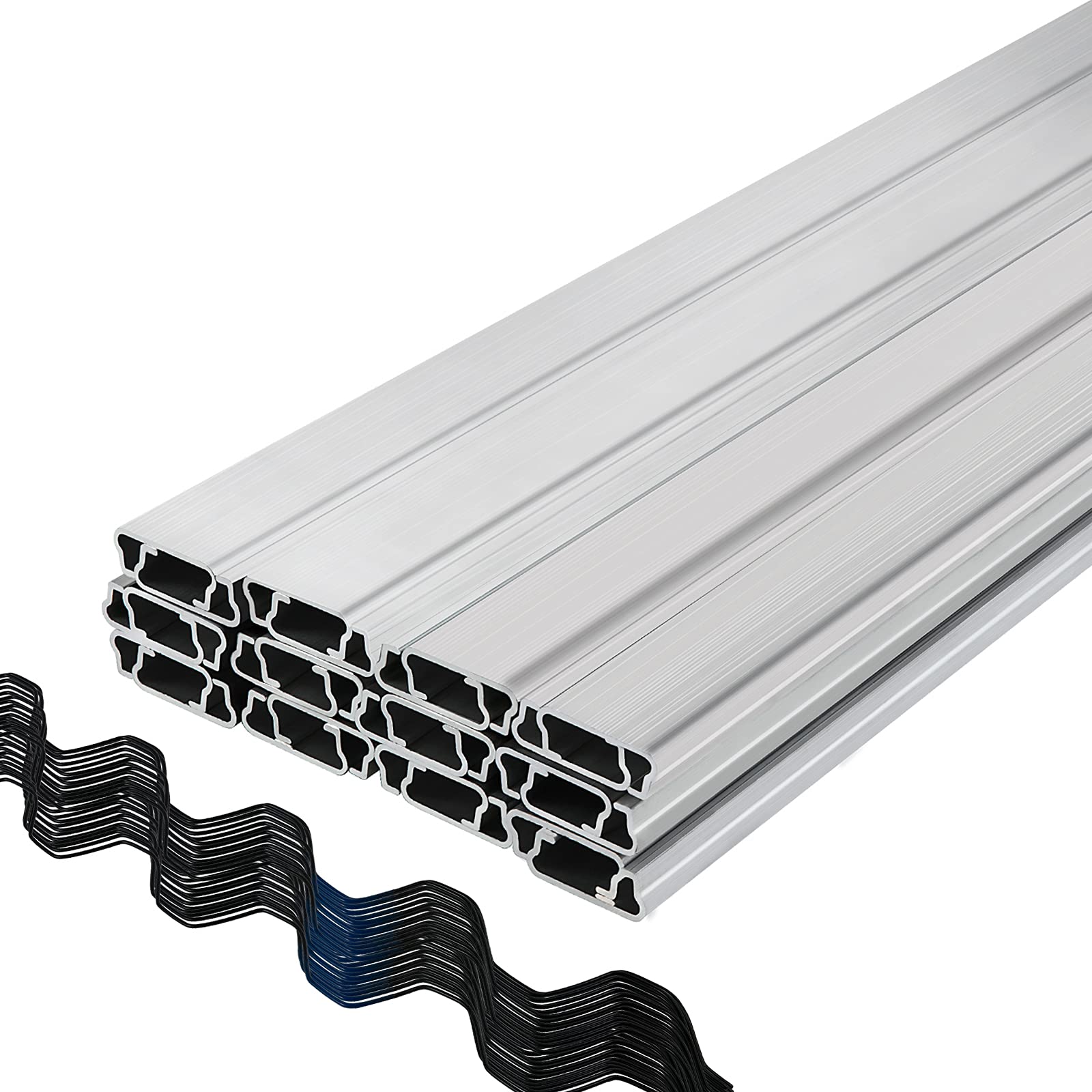 VEVOR 50-Pack Greenhouse Spring Wire & Lock Channel Kit - 6.56ft PE Coated Aluminum Alloy with Screws for Plastic Poly Film or Shade Cloth (Silver) - Perfect for DIY Greenhouse, Garden Plant Support & Shade Structure Installation