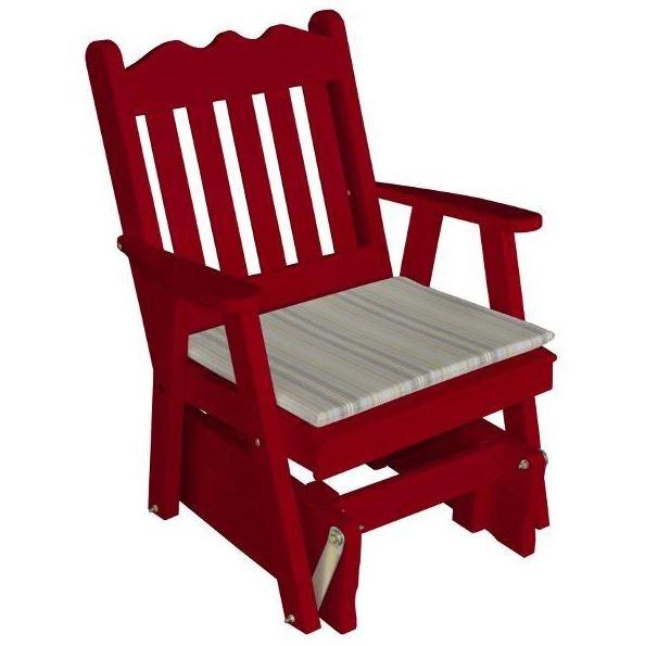 A & L Furniture Yellow Pine Royal English Glider Chair - Solid Wood Rocking Chair with Cushion for Nursery, Living Room & Patio - Perfect for Relaxing, Nursing & Reading