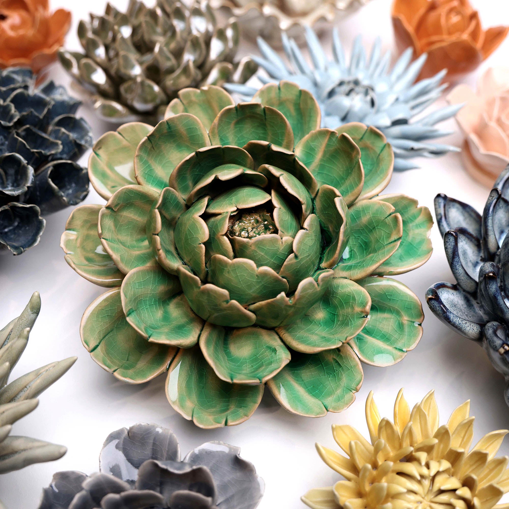 Premium Ceramic Flower Pot with Drainage - 6 Inch Mint Green Planter for Indoor Plants, Succulents & Herbs - Perfect for Home Decor, Office Desk & Garden Gifts