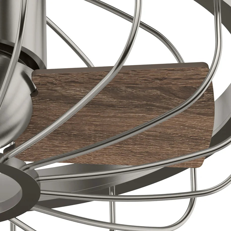Hunter Roswell 16 Inch Ceiling Fan with Light - Brushed Nickel & Spiced Chai Oak Blades - Perfect for Living Room, Bedroom, and Patio Cooling