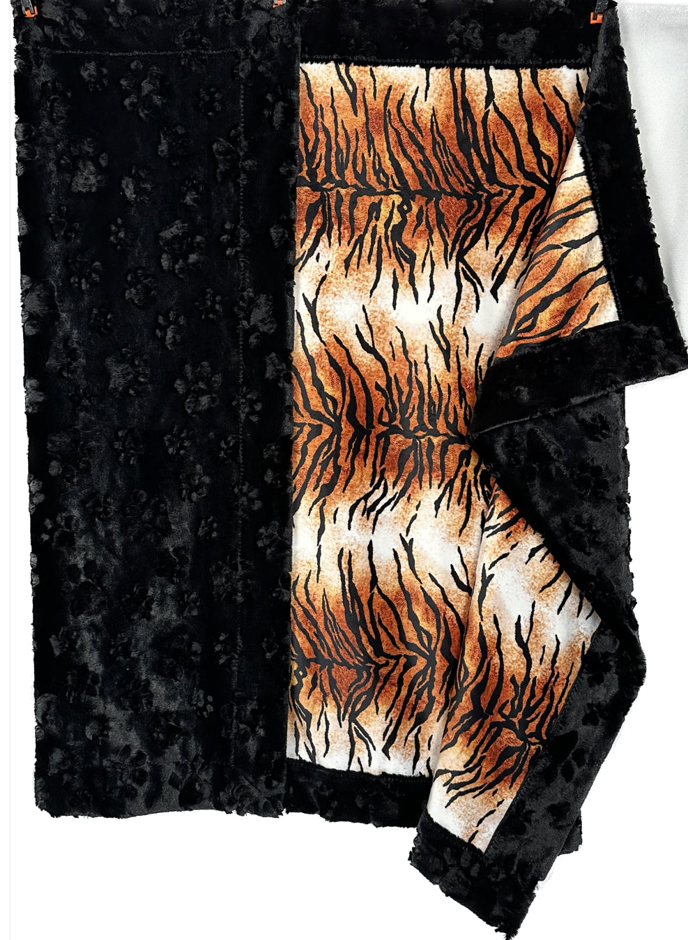 Premium Tiger Stripe Rust on Black Paws Large Fleece Blanket 52x75 Inches - Ultra Soft Spoonflower Quality for Cozy Home Decor, Bedroom, Sofa & Outdoor Picnics