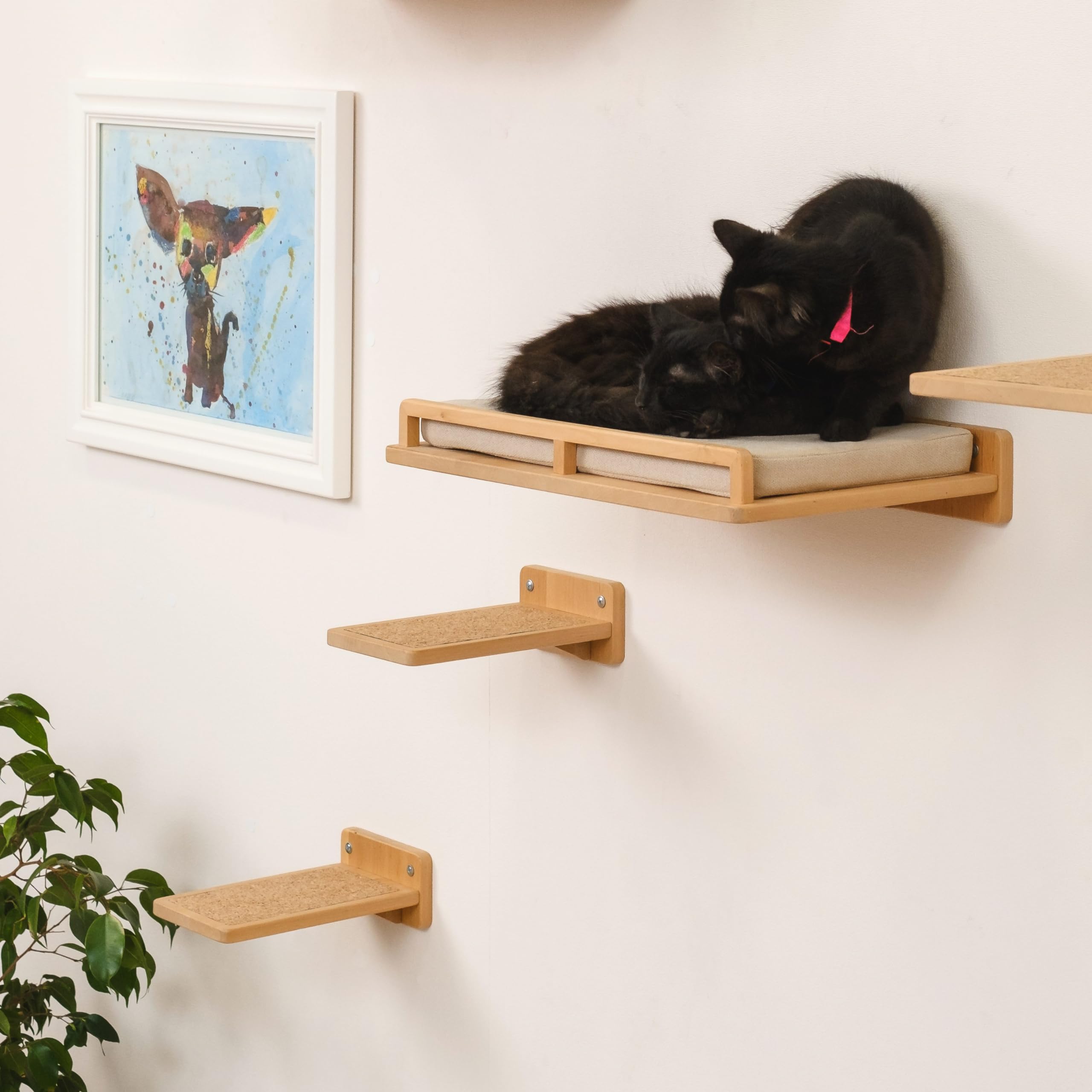 Cat Wall Bed with Steps - Multi-Level Cat Shelf & Climbing Platform - Space-Saving Wall Furniture for Cats - Perfect for Small Apartments & Cat Play Areas