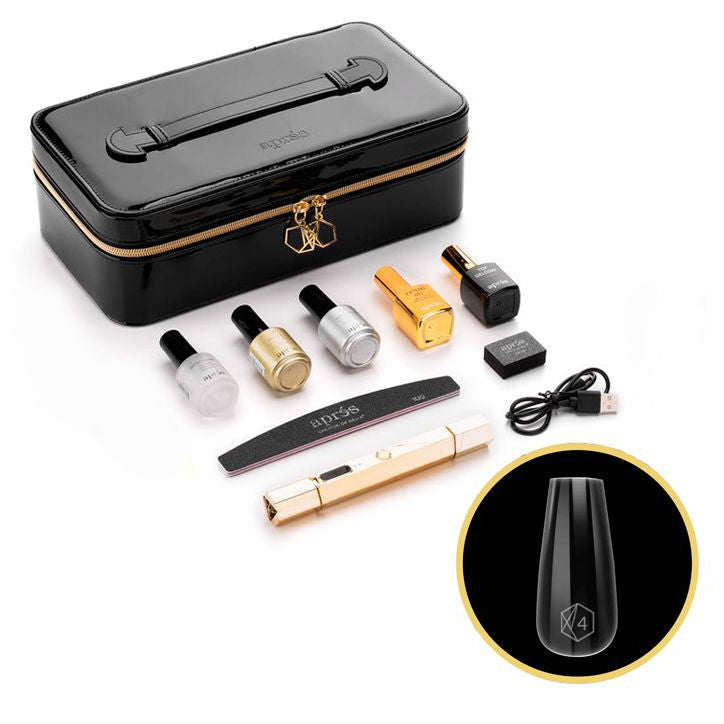 Apres Gel X Nail Extension Kit - 500 Pcs Sculpted Coffin Medium Length Press On Nails for Salon & Home Manicure | DIY Nail Art, Wedding, Party & Special Occasions