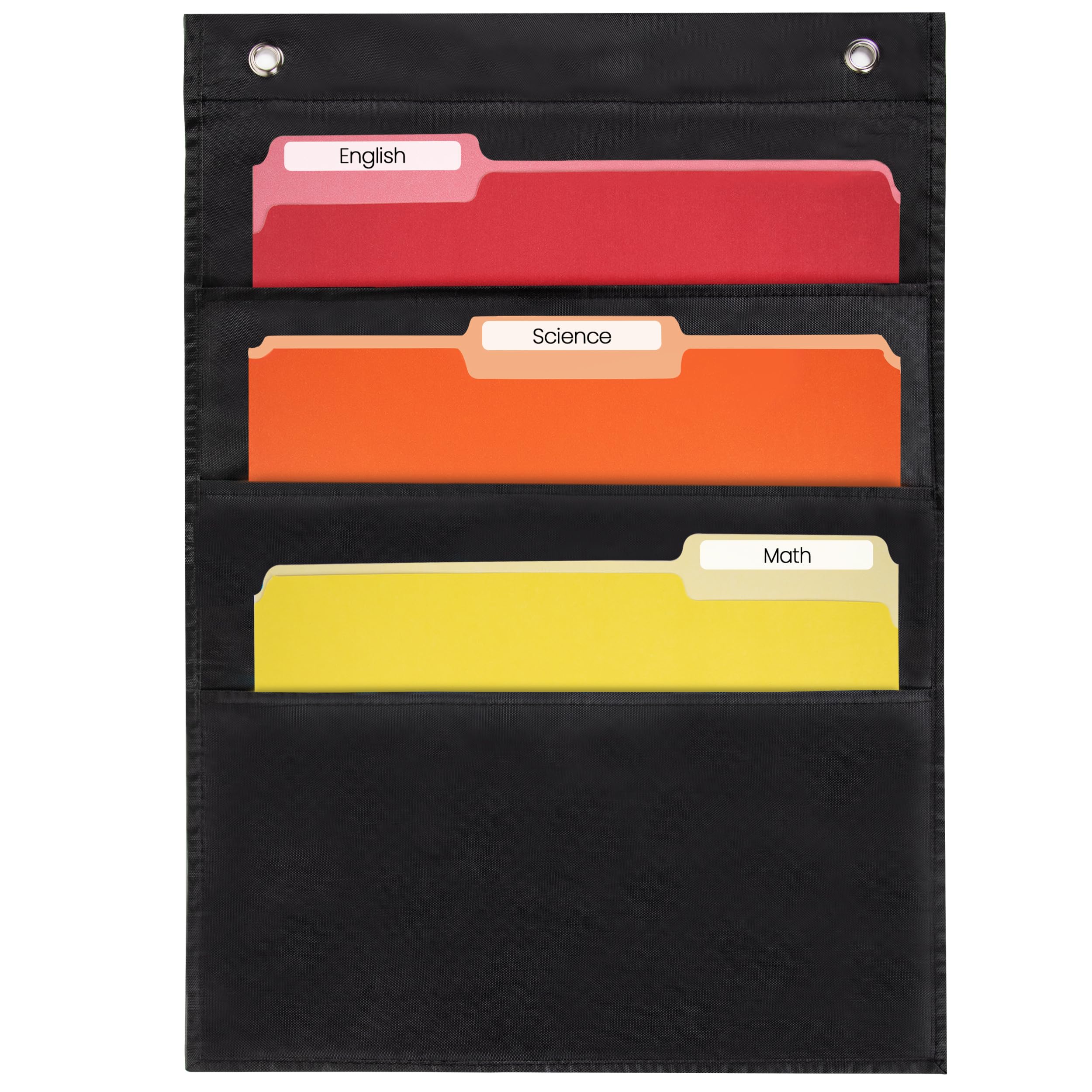 Essex Wares - 3 Pocket File Organizer Chart, Black, 14