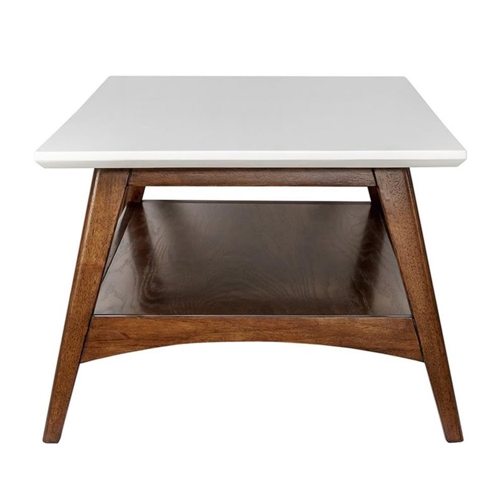 Mid-Century Solid Wood Coffee Table - Off White/Pecan for Living Room