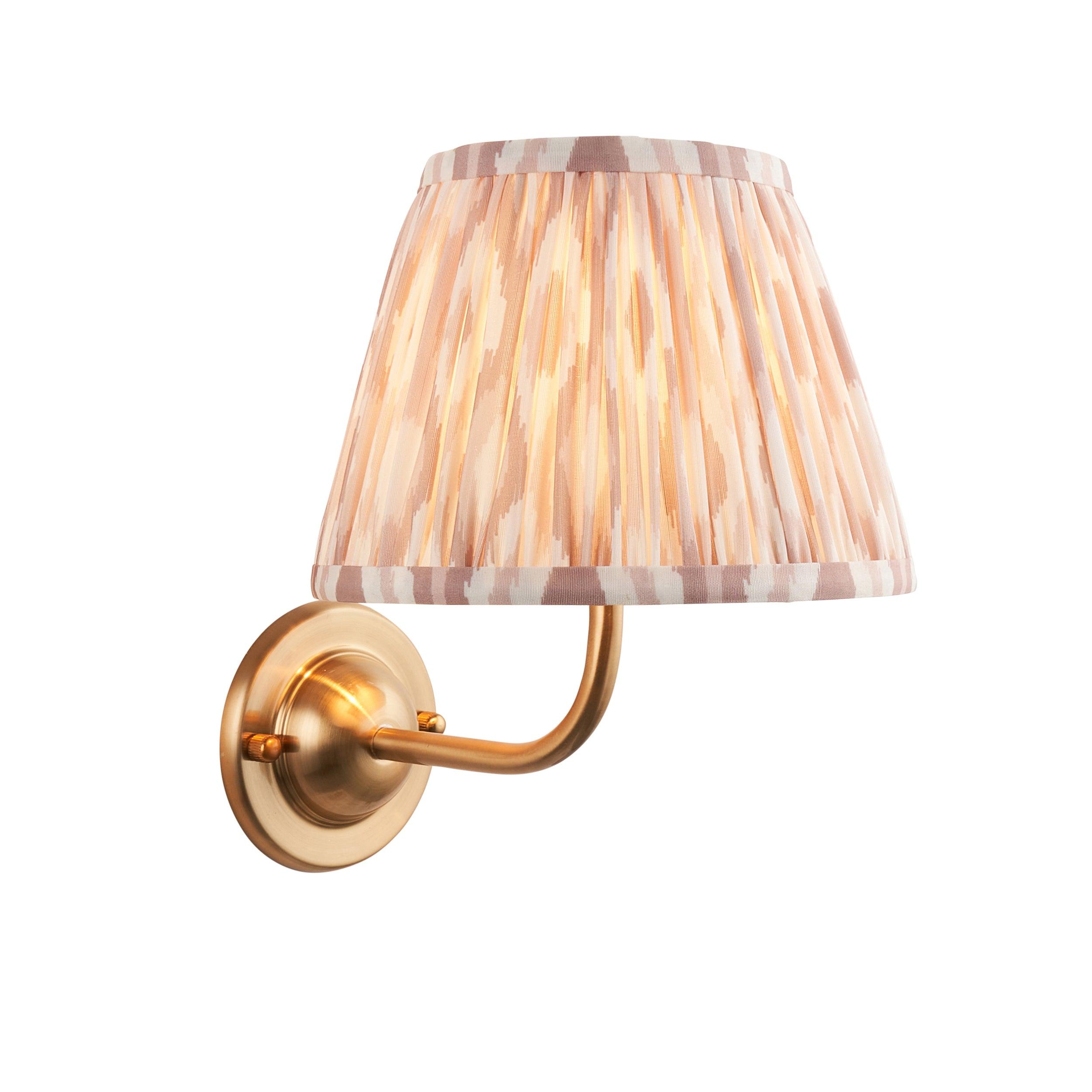 Brass Wall Light with Dome Arc Design & Ikat 20cm Neutral Shade - Perfect for Bedroom, Living Room, and Hallway Lighting Decor