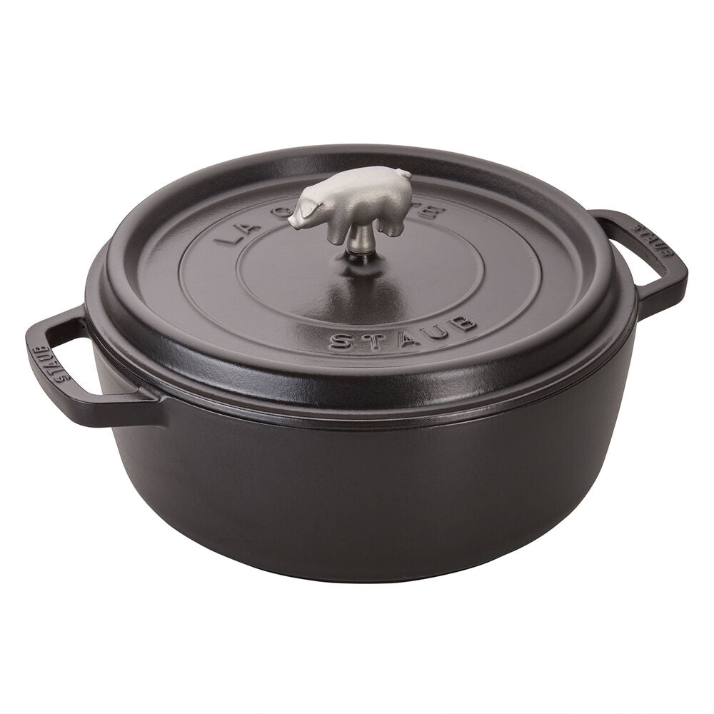 Staub Cast Iron Cocotte 6-Quart Shallow Dutch Oven - Perfect for Braising, Roasting & Serving Dishes Family Style