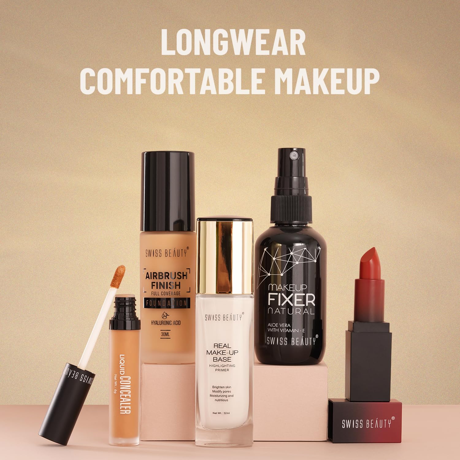 Swiss Beauty Real Makeup Base Highlighting Primer | Hydrating Poreless Face Primer with Natural Glow Finish | Shade - Natural Tint, 32ml | Perfect for Daily Makeup, Bridal Looks & Photo Shoots