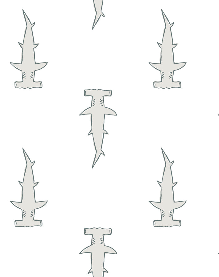 Hammerheads Wallpaper by Tea Collection - White | Modern Shark-Themed Wall Decor for Kids' Rooms & Nurseries