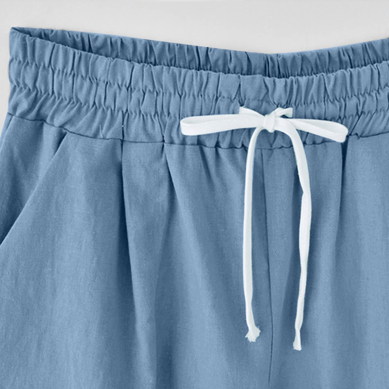 Women's High Waisted Bermuda Shorts - Linen Summer & Workout Gym Shorts for Yoga & Running
