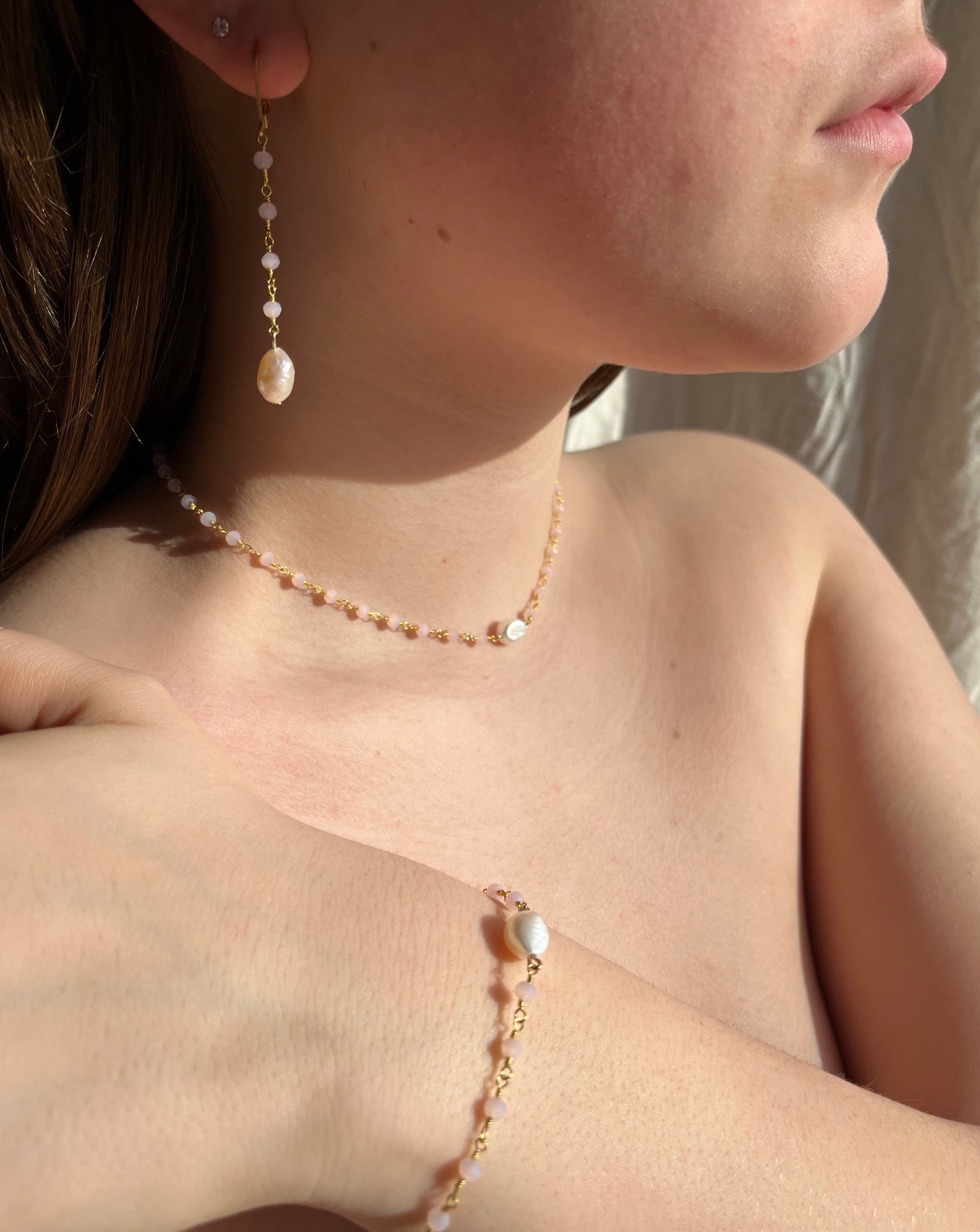 Valentina Rose Quartz & Pearl Earrings for Women - Elegant Dangle Earrings for Valentine's Day, Wedding, Anniversary Gifts | Boho Chic Jewelry for Party & Date Night